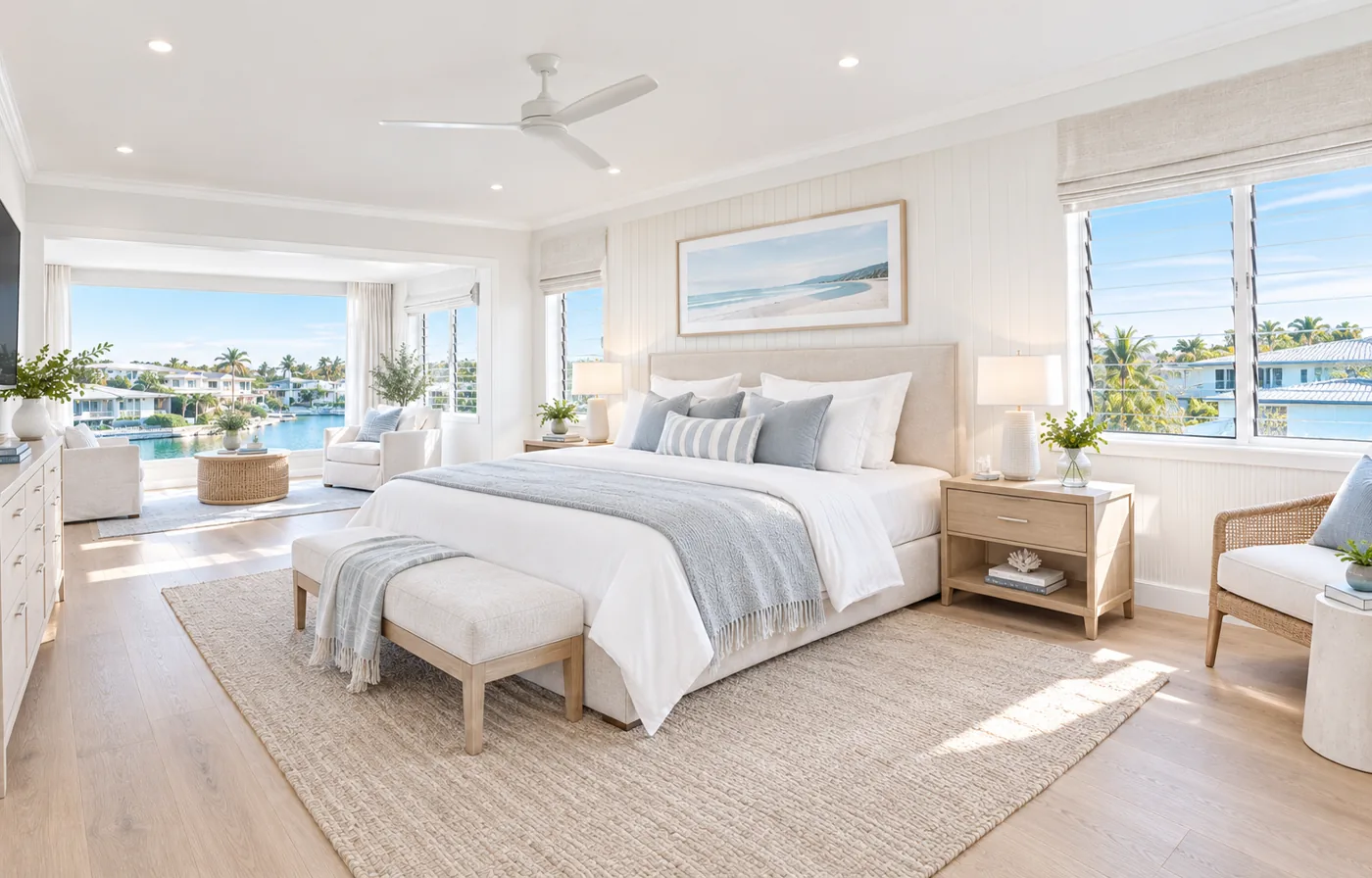 Main bedroom of a Sutton home at Noosa